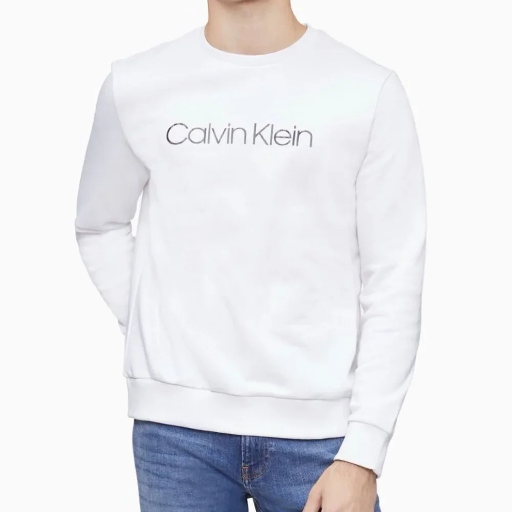 Calvin Klein white Cotton Crewneck Logo Pullover Sweatshirt Men's - Medium - Picture 5 of 5